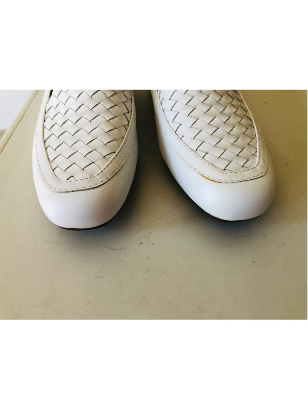 Size 8M Munro Karter White Leather Loafer Basketweave Quiet Luxury Office Chic - Picture 8 of 12